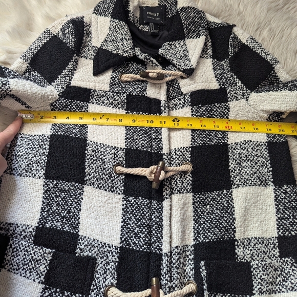 Forever 21 Boucle Check Plaid Toggle Coat - Picture 9 of 16